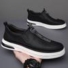 Spring New Shoes for Men Leather Casual Shoes White Flats Skateboard Shoes Youth Slip-on Loafers