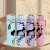 1PC Swirl Frame Butterfly Line 750ml Color Plastic Sports Water Bottle Leakproof Flip Straw Lid Suitable for Sports Office Home Use