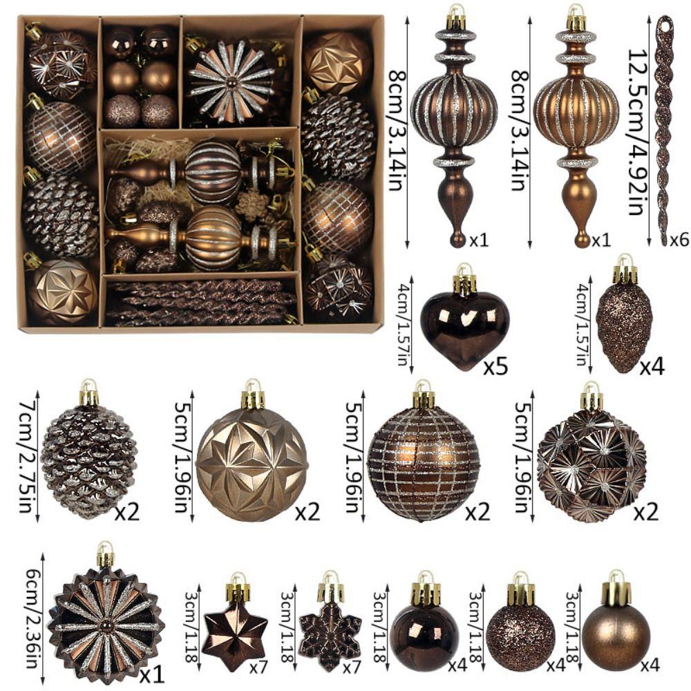 52 Stück Weihnachtsbaumkugeln im Vintage-Stil, Glitzernde Weihnachtskugeln, Feiertagsdekoration