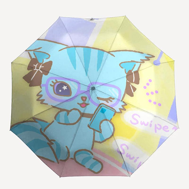 1pc Swipe Up! Auto-Folding Umbrella with Cute Cat Design - Perfect for Fans, Travelers, and Everyday Use!Q024