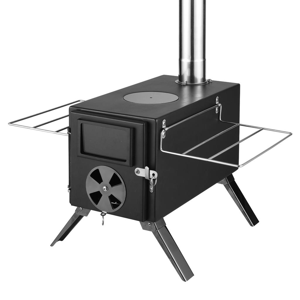 Wood Burning Stove Portable Camping Outdoor Fire Pit Black Stainless Steel Tent Stove for Cooking &
