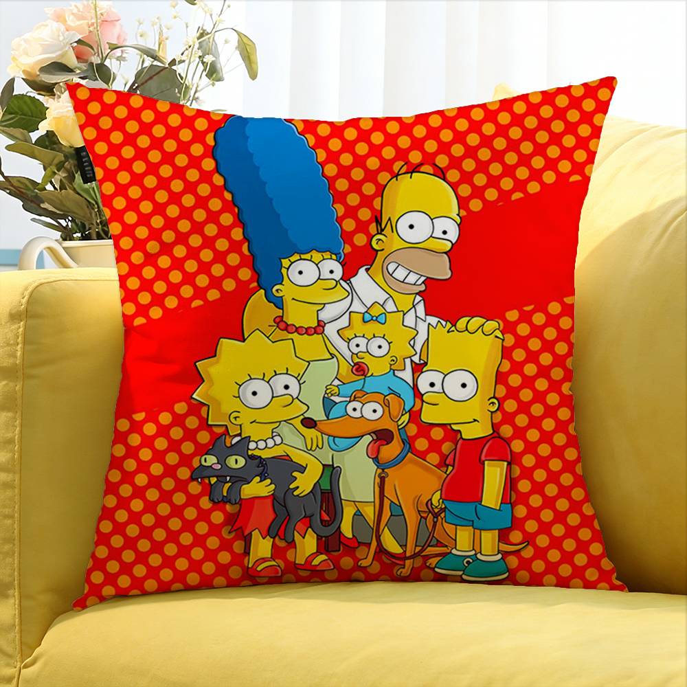 Happy S-Simpsons Various Sizes Square Pillow Case For Car Home Bedchamber Decor
