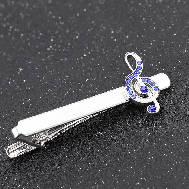 Nový žhavý prodej, pánská francouzská business košile manžetové knoflíčky s notami a diamanty klip na kravatu