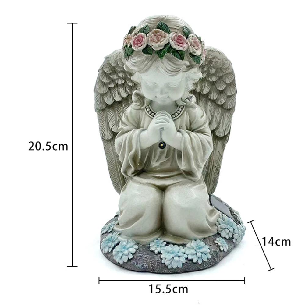 Solar Powered Angel Garden Statue Praying Angel Outdoor Garden Decoration 19*18*24 For Decorate Lawn Courtyard Terrace