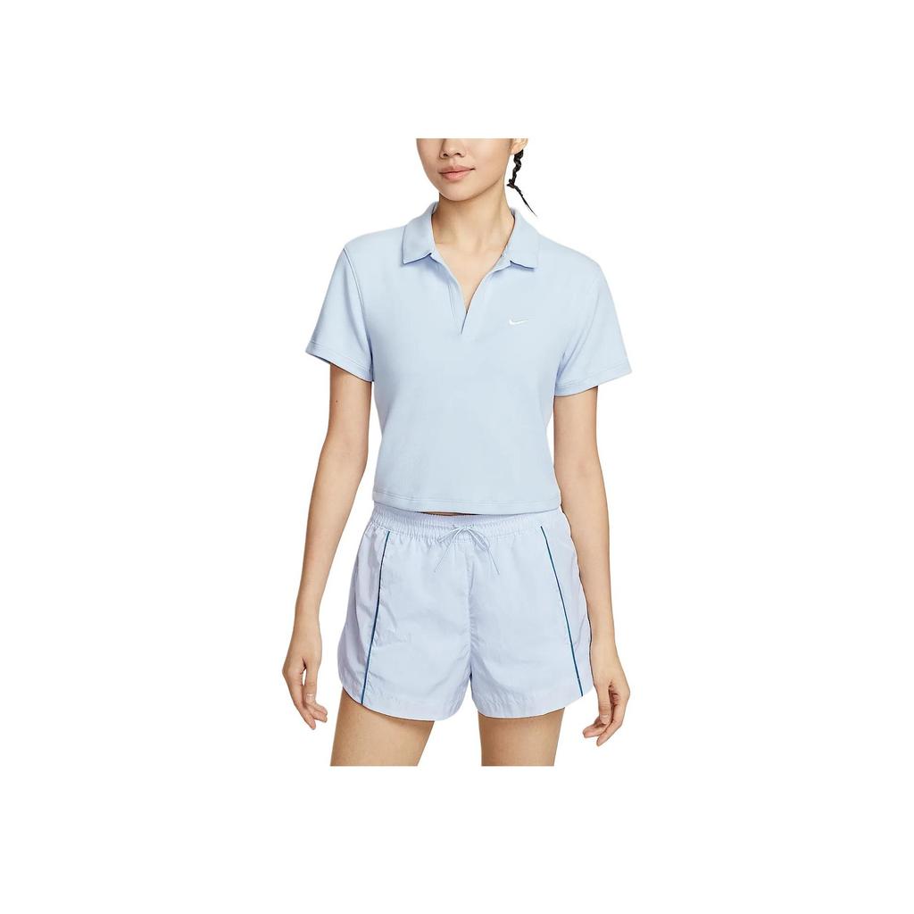 Nike Sportswear Embroidered Slim Fit Short Sleeve Polo Shirt Women tops Blue DV7885-423