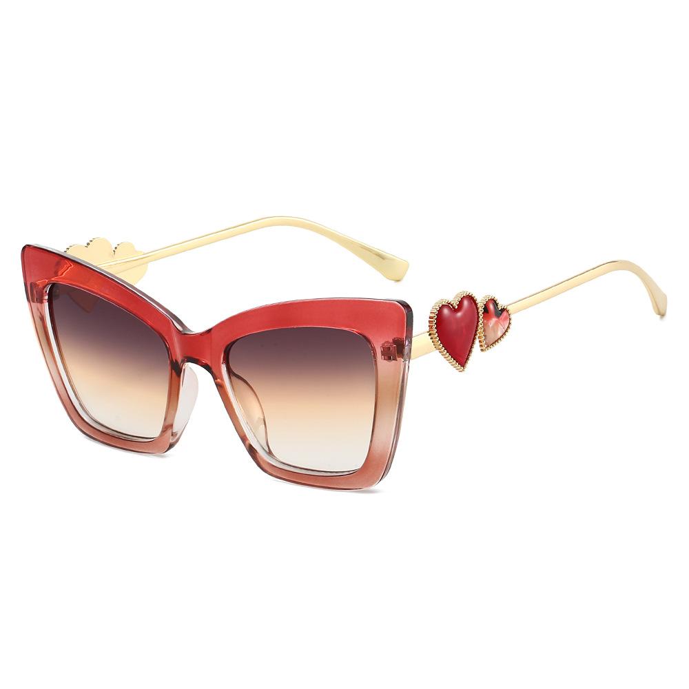 

Fashion Oversized Cat Eye Frames Shades Uv400 Modern Heart Decoration Luxury Sunglasses Women Outdoor Activities as pictures