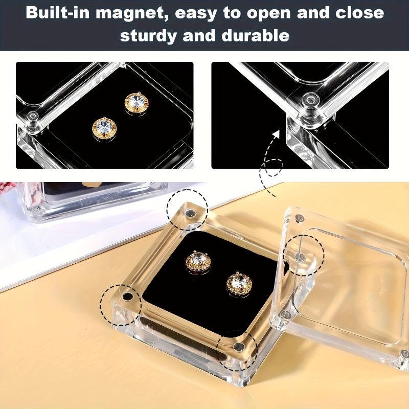 4pcs Small Acrylic Jewelry Boxes with Lids Mini Square Stone Box for Displaying Loose Diamonds Gemstones Transparent Display Box