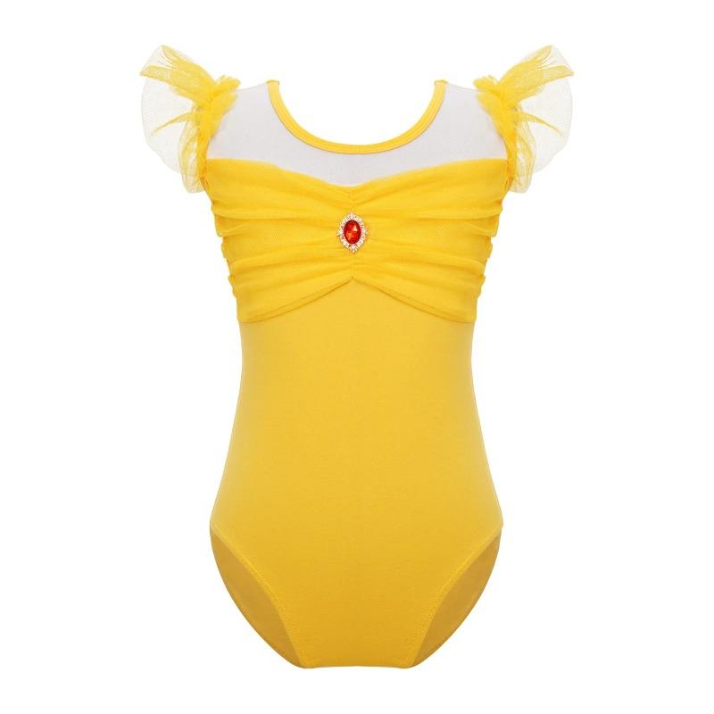 Ruffle Sleeve Ballet Leotard Girls Kids Gymnastics Bodysuit Ballerina Fairy Party Dancing Training Performance Dancewear