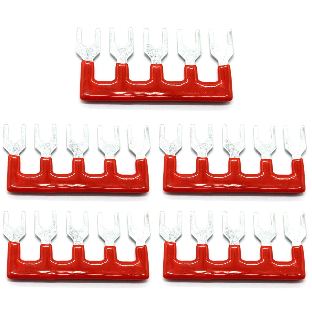 5pcs 600V 15A Dual Rows 5P Barrier Screw Terminal Rows 5P Barrier Block Fork Type 400V 15A 5P Terminal Strip