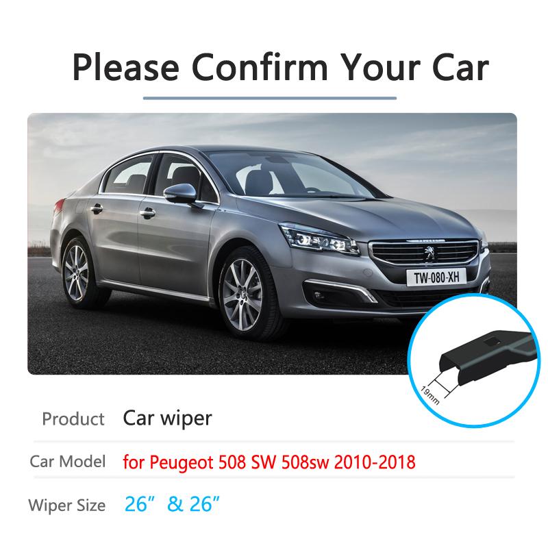 For Peugeot 508 508sw 508RXH 2010 2011 2012 2013 2014 2015 2016 2017 2018 Car Wiper Blades Windscreen Wipers Brushes Car