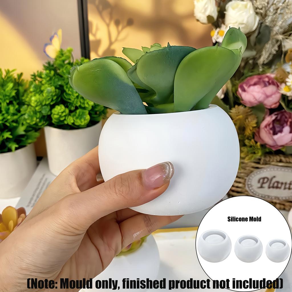 3pcs Round Flower Pot Silicone Mold DIY Succulent Plant Vase Round Candle Cup Mold Crafting Materials Plaster Cement Resin Mold