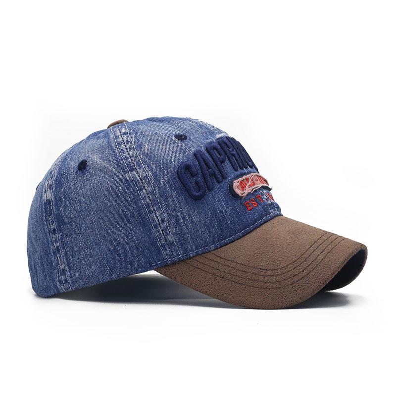 New washed denim American color matching baseball hat men's and women's casual sunshade cap