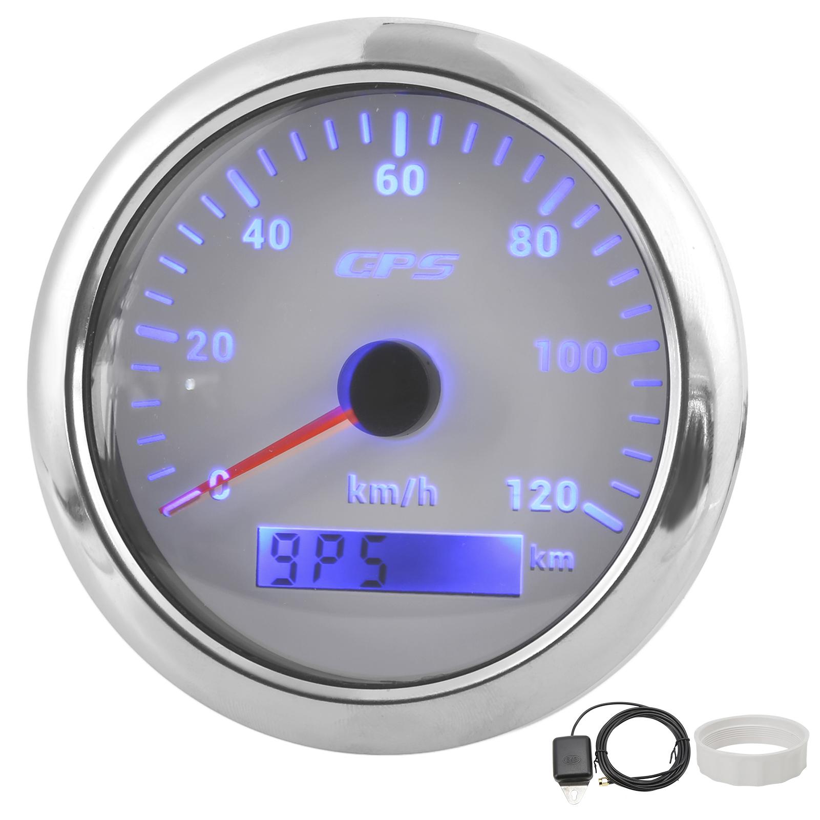 

85mm Marine Auto GPS Speedometer 120KMCelsiusH Speed Odometer with 7 Color Backlight for Car Boat RV Yacht