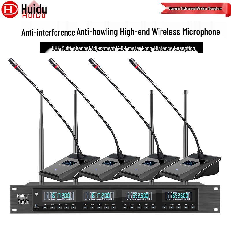 HuiDu U-06 Professional True Diversity Wireless Microphone for Conference and Singing
