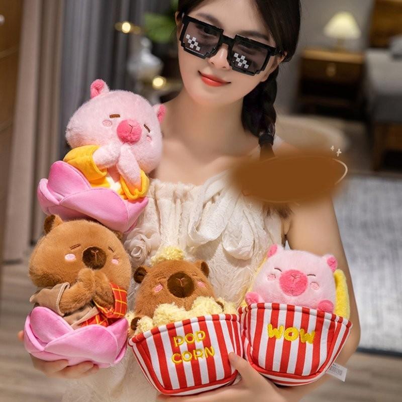 Joyful Capybara Plush Toy Ultra Soft Cuddly Animal For Couples And Snack Lovers In Adorable Designs