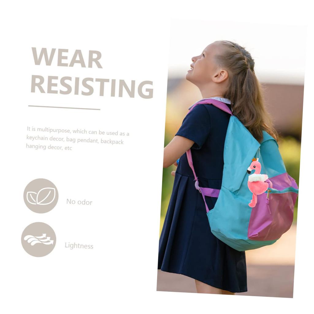 [EXCEART] 3-Piece Flamingo Pendant Plush Animal Keychain for Hawaii Party Decorations, Plush Key Fob