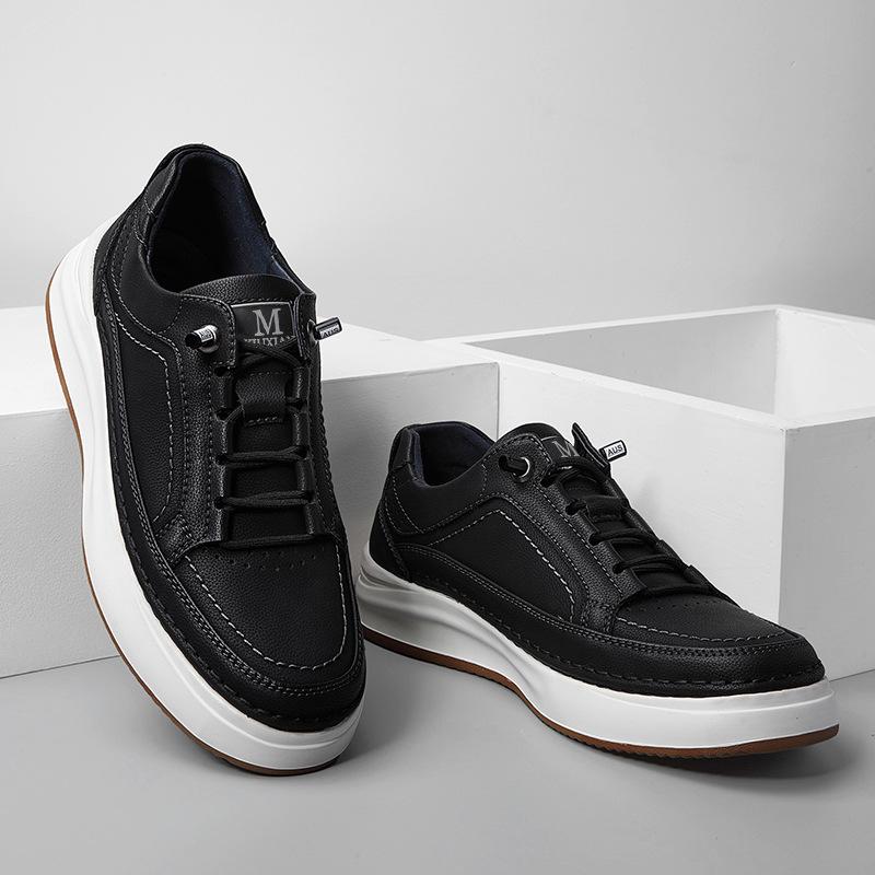 The First Layer of Cowhide Lightweight Soft-soled Shoes Men's Shoes Breathable Thick-soled White Shoes Men's Casual Board Shoes