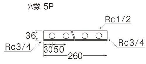 SANEI Fixed Header, 5 Holes, T671N-5-20