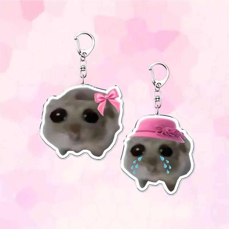4 Pack Hamster Acrylic Keychain Fashion Bag Charm Stylish Bag Pendant Cartoon Key Rings Suitable for Bag and Keys