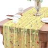 Home Decor Vintage Embroidery Daisy Table Runner Boho Semi-Transparent Tulle Table Runner Elegant Long Floral Tablecloth Party