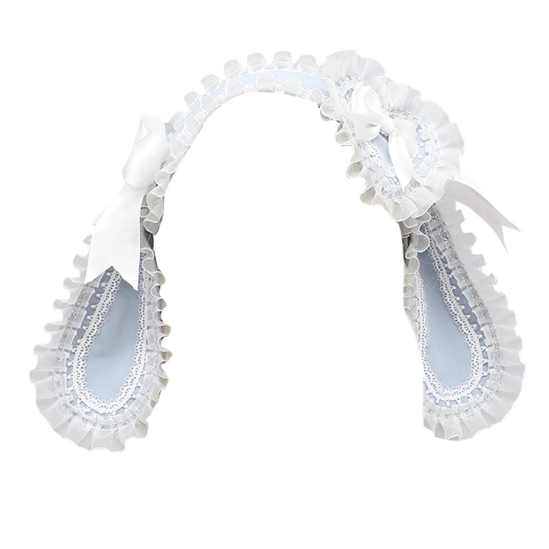 Lovely Rabbits Ear Hairband Anime Costume Hairband for Women Girl Party Headwrap 2000s Halloween Lace Bowknot Wide Headband