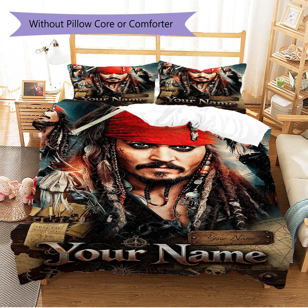 Name Custom Johnny Depp Pattern Bedding Set Quilt Cover Pillowcase Home Decor Gift (1 * Duvet Cover + 2 * Pillowcase, Without Core)