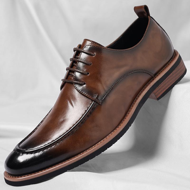 New Designer Brand Men Formal Shoes Luxury Banquet Groom's Wedding Shoes Retro Brown Men's Leather Casual Shoes Pointed Lace Up