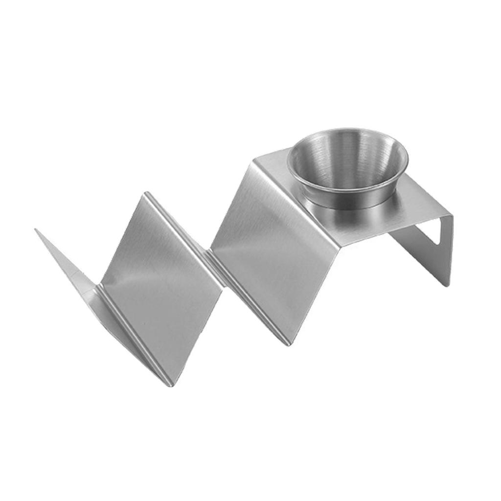 Leeseph Taco Holder Stand, Stainless Steel Taco Rack Tray with Condiment Cup, Taco Pancake Plate for Home Party Restaurant