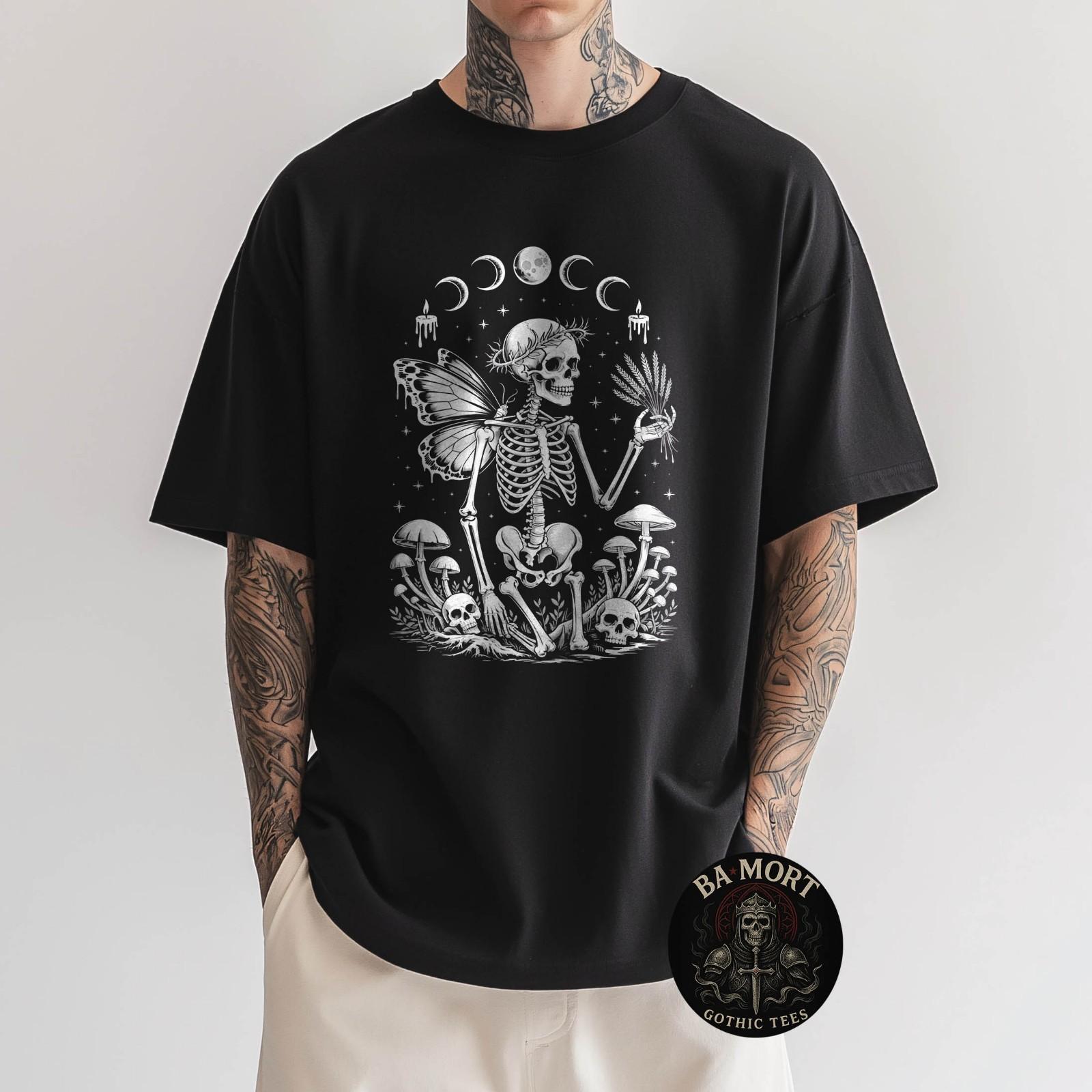 Skeleton Fairy Witchy Occult Moon Phases Mushrooms T-Shirt Unisex T-Shirt XXXL