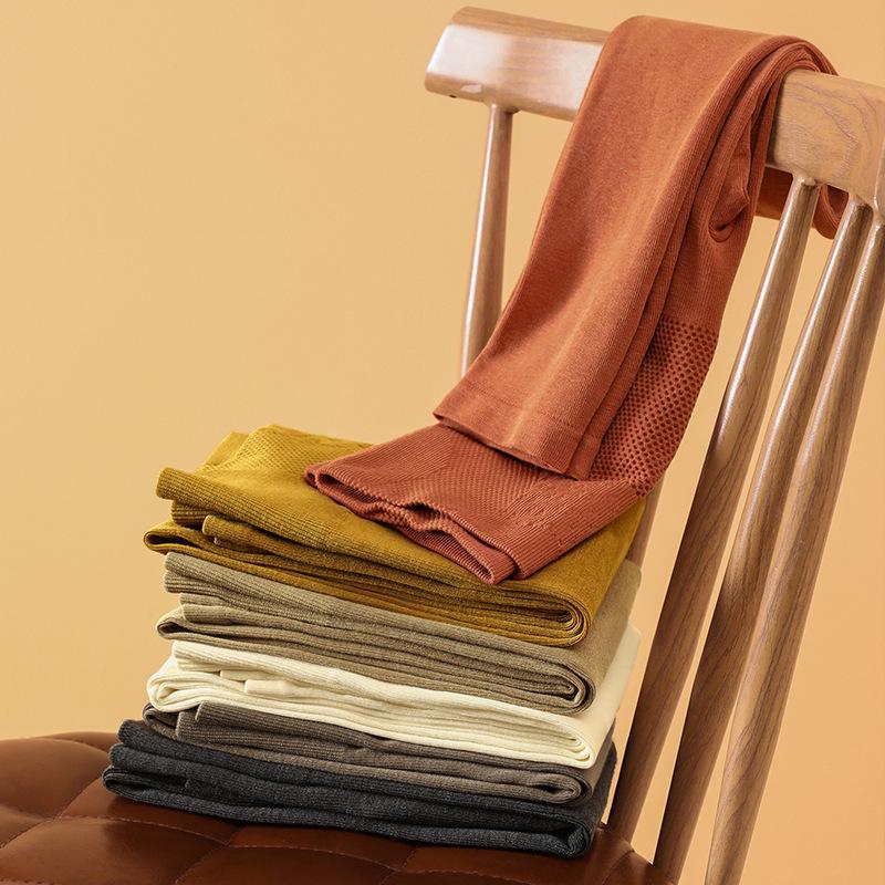 Högmidjade Varma Leggings i Kashmirull för Kvinnor - Slim Fit Magstöd