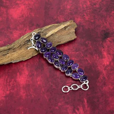 Amethyst Bracelet Gemstone Jewelry, 925 Solid Sterling Silver Bracelet, Gift For Women Handmade Bracelet