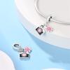 Original Copper Charms Luxury Black Camera Pink Flower Pendant Beads Fit Bracelet Diy Women Making Delicate Gift