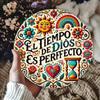1PC El Tiempo De Dios Es Perfecto Metal Wall Art Sign, Weatherproof Iron Sculpture for Home Garden Decor Outdoor Indoor