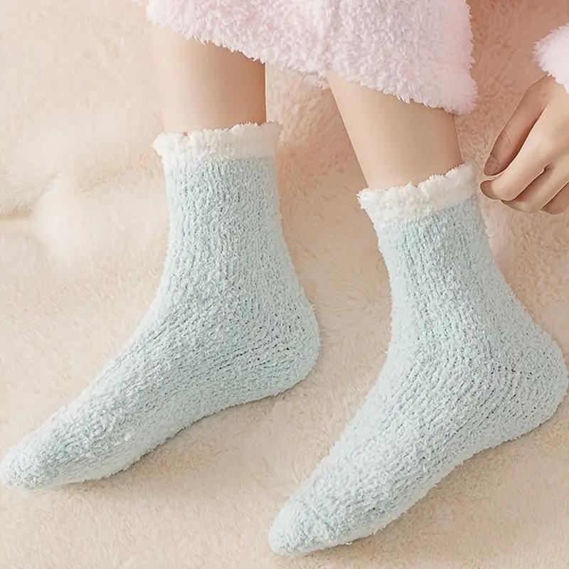 5 Pairs Thickened Coral Fleece Socks for Women Medium Sleeve Comfort and Warmth Winter Socks Floor Socks