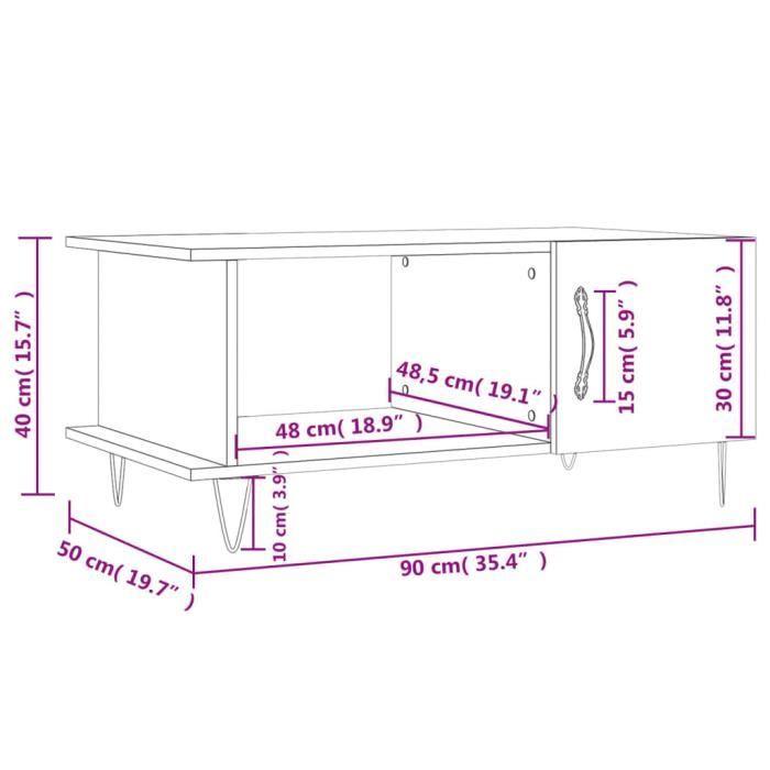 VidaXL Table basse blanc 90x50x40 cm bois d'ingénierie 829484