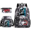 Demon Slayer Anime Print School Backpack Set 3Pcs Include Backpack Shoulder Bag Pencil Case for Boys Girls Students