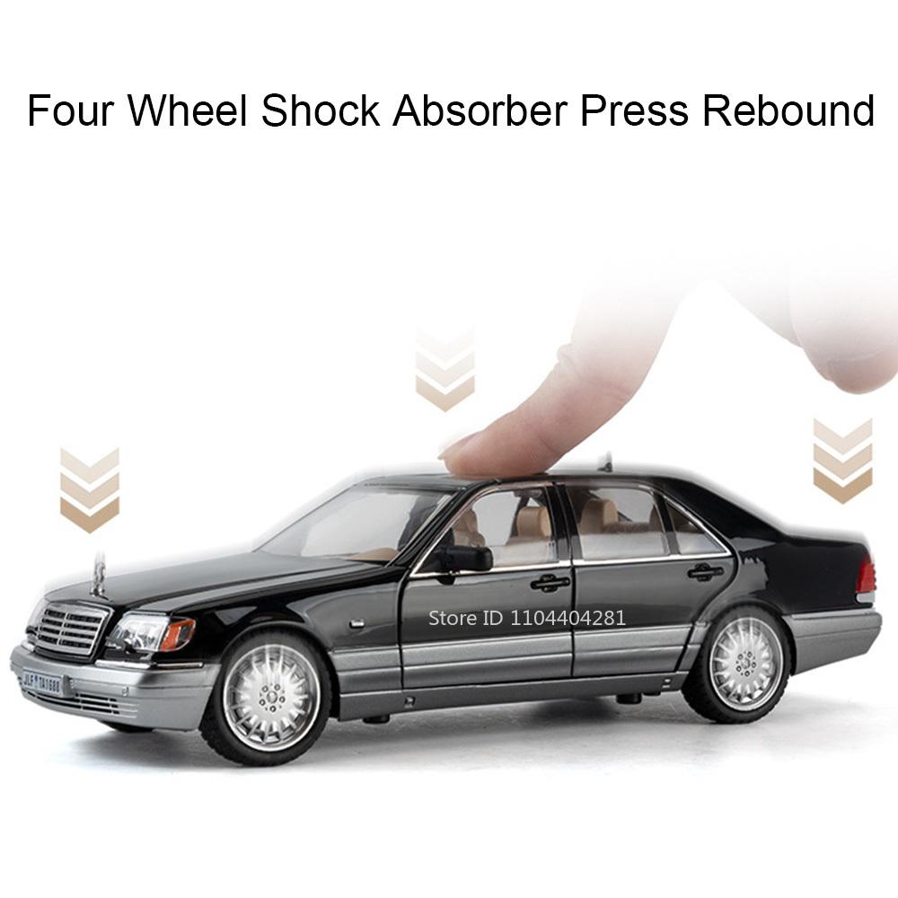 1:24 W140 300sl Toys Alloy Miniature Car Diecast Model Doors Opened Sound Light Pull Abck Rubber Tires Vehice Kid Christmas Gift