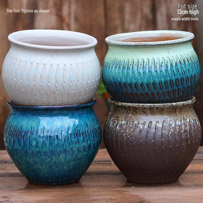 Yixing Handmade Square Mouth Coarse Pottery Planter - Large Succulent Flower Pot with Old Branch Design and Jade Pendant.