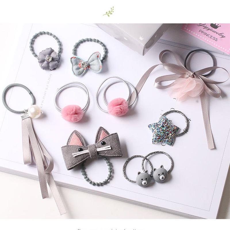 

I LOVE DAD 10 шт./компл. кружевные детские эластичные ленты для волос для девочек с бантиками и короной, веревки для волос, детские головные уборы as the picture 5