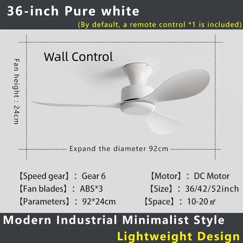 36-52" No-Light Design Multi-Space Use Electric Fan Low-Profile Flush Mount Ceiling Fan Remote Control Industrial Vintage Fan