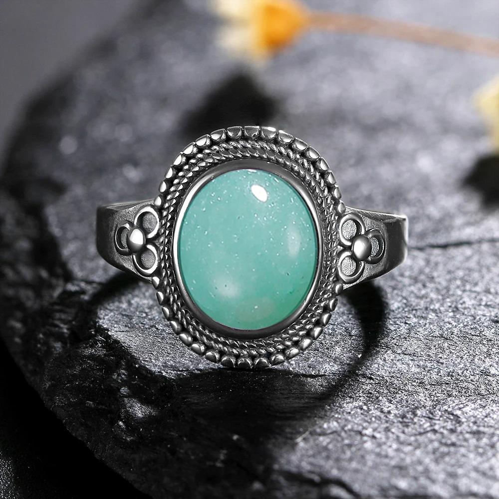 Natural 8*10MM Lapis Lazuli Finger Ring  Rings for Women Gift S Silver Flower Shaped Ring