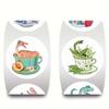 500-Sheet Roll of Cute Cartoon Dinosaur and Tea Cup Stickers for Kids - Reward Gifts and Decorative Adhesive Labels
