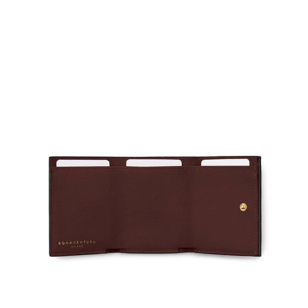 BONAVENTURA Vittoria Kleines Portemonnaie aus Nobile Leder (Schwarz x Bordeaux), Hergestellt aus echtem europäischen Leder, Perfektes Geschenk für Frauen (BWAN41-BKBX)