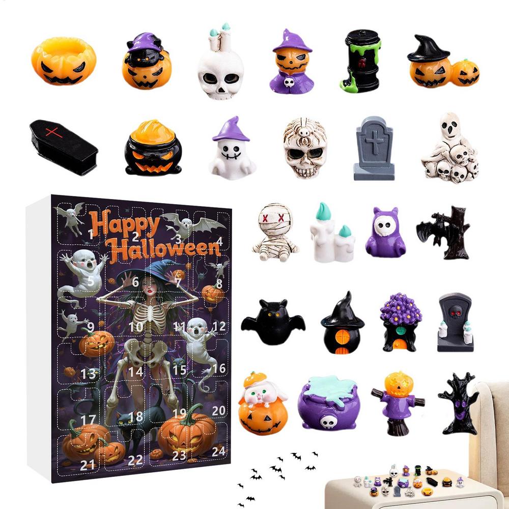 

Horror Statue Countdown Calendar 24 Days Holiday Countdown Small Creepy Resin Figurines For Shelf Fireplace Desktop Home TV 24PCS