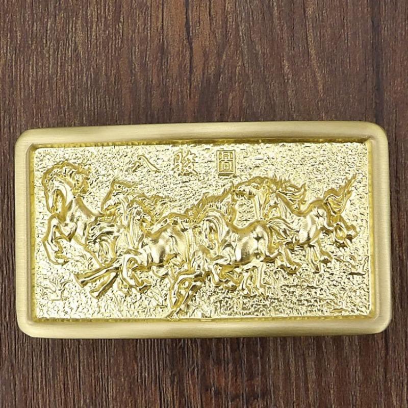 Zodiac Pure Copper Belt, Button Head Men's 3.8 Belt, Head Brass Solid Full Brass Belt Head Clip