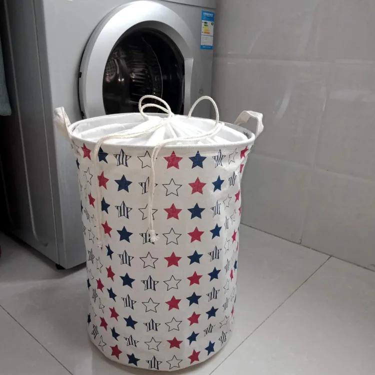 New Fashion Print Laundry Basket with Drawstring Lining Portable Foldable Storage Bag Hamper for Kids Toys Dirty Clothes Basket