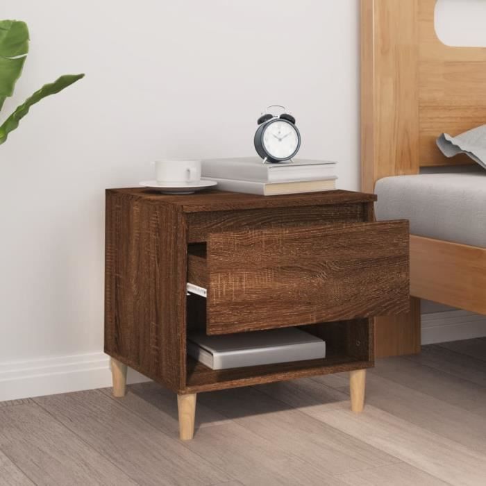 VidaXL Table de chevet Chêne brun 50x46x50 cm Bois d'ingénierie 819546