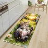 1Pcs Cute Cat Pattern Floor Mat Modern Kitchen Polyester Rug Non-Slip Colorful Indoor Carpet, For Home Bathroom Bedroom Living Room Decor