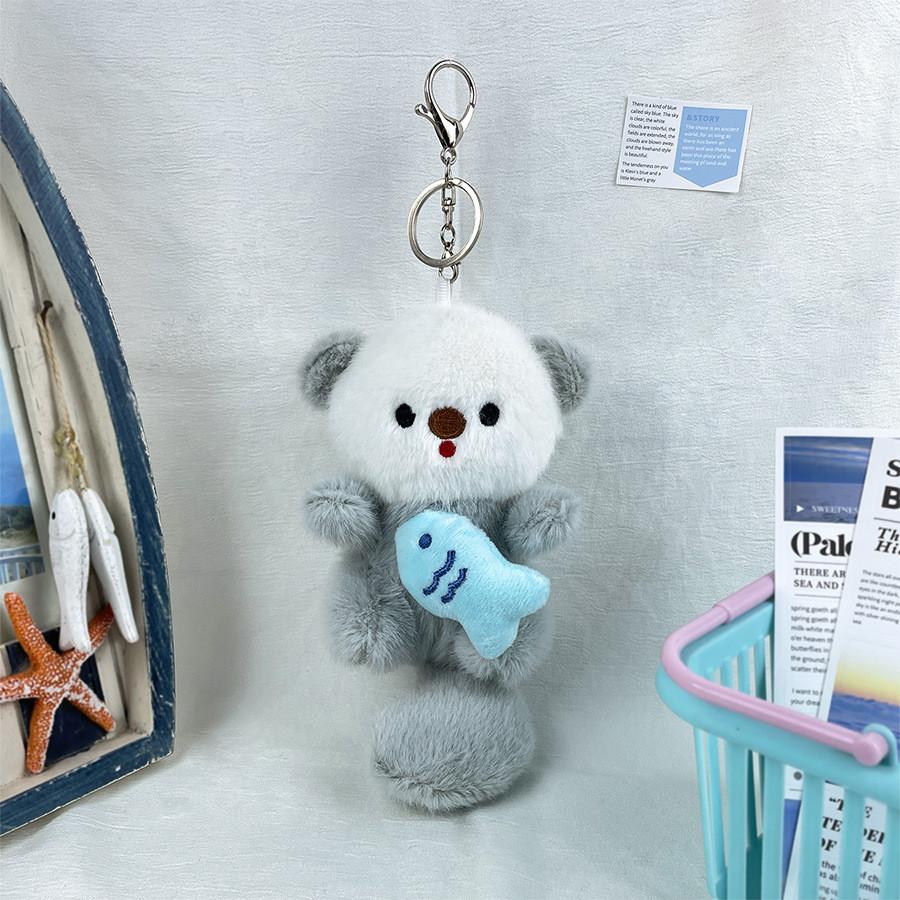 Adorable Soft Plush Otter Keychain Cute Animal Design For Kids Backpack Accessory