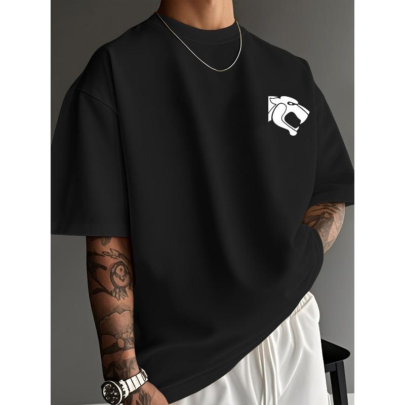 European Size A Creatively Designed Round-Neck T-Shirt with Unique Front And Back Prints, This Men'S Casual Tee Is Made from cotton Knit Fabric.